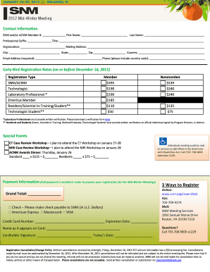 SNM/ACNM Mid-Winter Meetings Registration Form