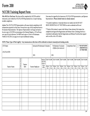 NCCER Training Report Form