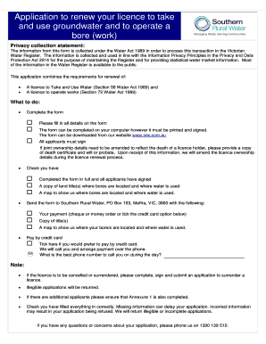 Victorian Groundwater Licence Renewal Application
