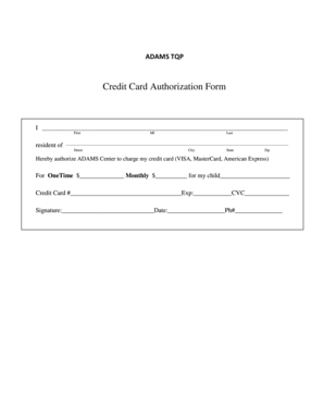 Credit Card Authorization Form