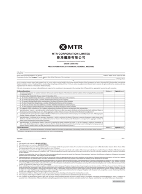 MTR Corporation Proxy Form