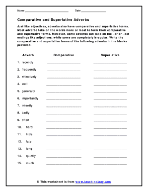 Comparative and Superlative Adverbs Worksheet