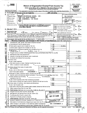 Form 990 Return of Organization Exempt From Income Tax 2007
