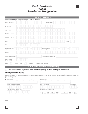 Fidelity 403(b) Beneficiary Designation Form