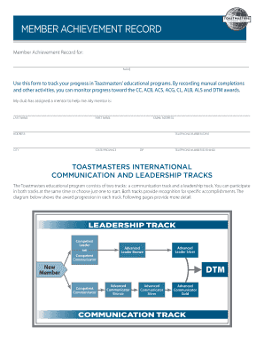 Toastmasters Achievement Record Form