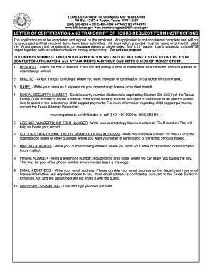 COS016 Letter of Certification and Transcript of Hours Request.pub