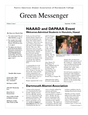 Green Messenger - Dartmouth Alumni Relations - dartmouth