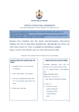 University of Venda Application Form