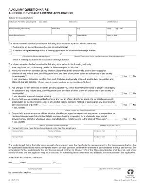 Alcohol Beverage License Application