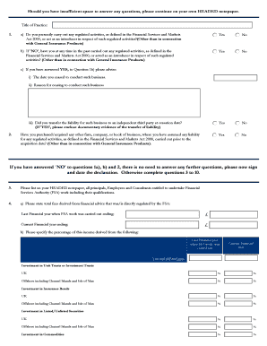 Supplementary Financial Services Questionnaire