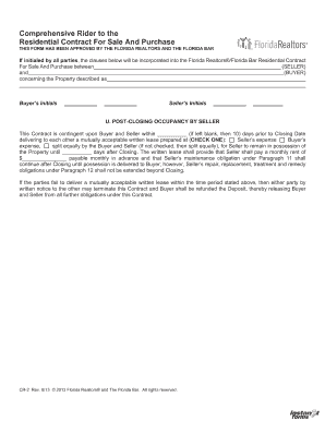 Comprehensive Rider to Florida Residential Contract