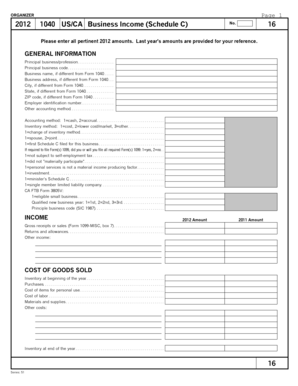US Business Income Schedule C