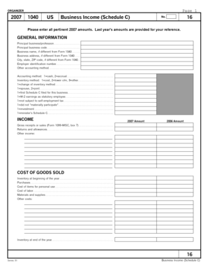 2007 US Business Income Schedule C