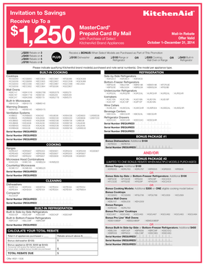 KitchenAid Appliance Rebate Form