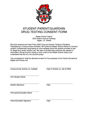 Student Drug Testing Consent Form