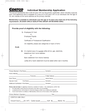Costco Individual Membership Application