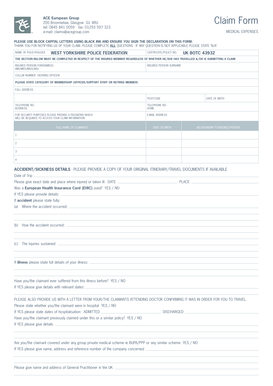 ACE European Group Medical Expense Claim Form