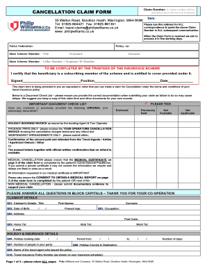 Travel Cancellation Claim Form
