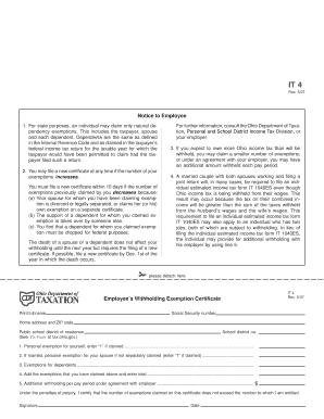 Ohio Employee Withholding Exemption Certificate