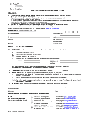 Demande de reconnaissance des acquis