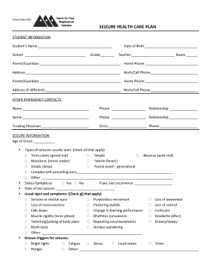 Seizure Health Care Plan