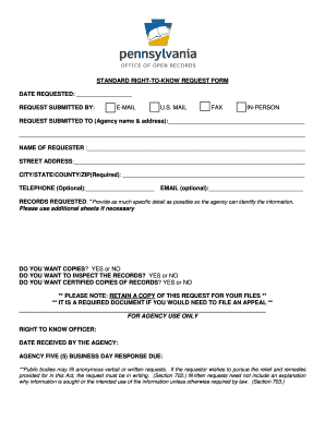 Standard Right-to-Know Request Form