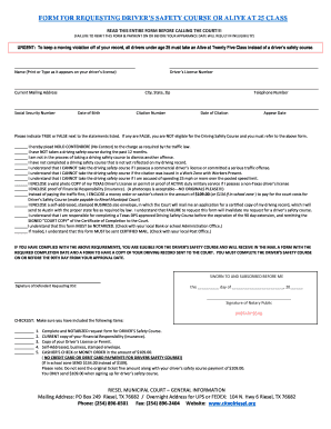 Texas Driver's Safety Course Request Form