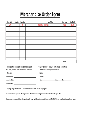 Merchandise Order Form
