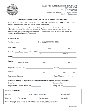 Washington Birth Certificate Application