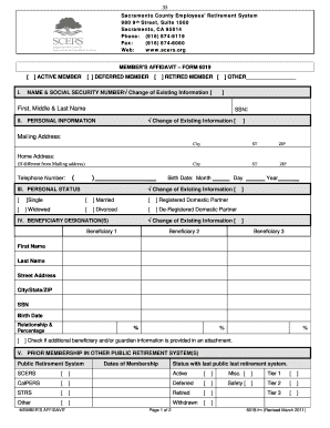 Sacramento County Employees’ Retirement System Member’s Affidavit