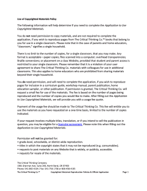 Application to Use Copyrighted Materials