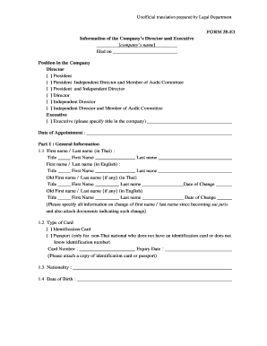 Thai Director and Executive Information Form