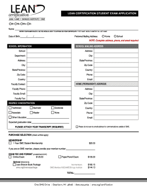 Lean Certification Student Exam Application