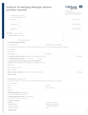 Certificate for Mortgage and Other Securities