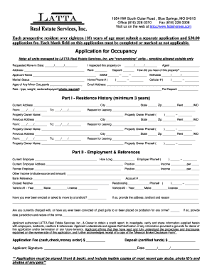 Application for Occupancy