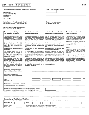 Credit Suisse Debit Authorization Form