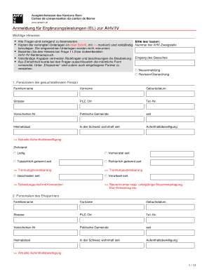 Anmeldung für Ergänzungsleistungen (EL) zur AHV/IV