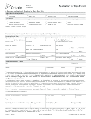 Ontario Sign Permit Application