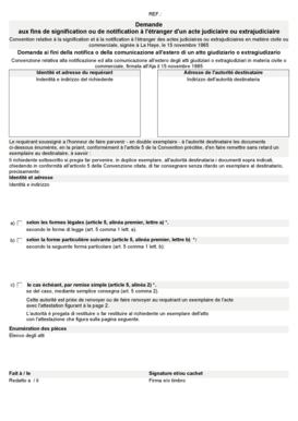 Demande aux fins de signification ou de notification à l'étranger d'un acte judiciaire ou extrajudiciaire