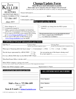 MLS Listing Change Form