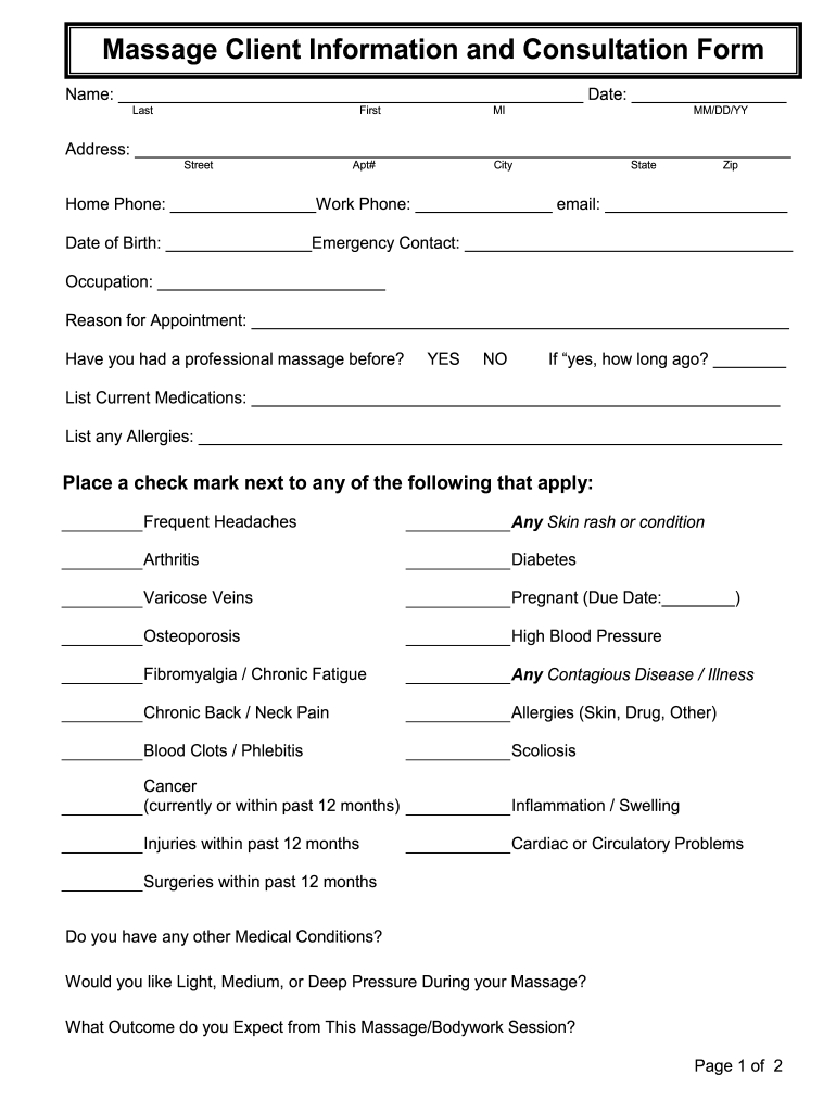 Printable Reflexology Consultation Form Free Printable Forms Free Online