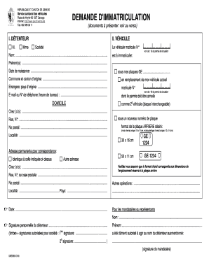 Demande d'immatriculation