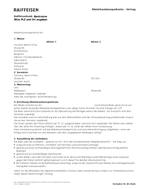 Mieterkautionssparkonto – Vertrag