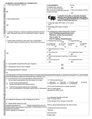 EU CITES Import/Export Permit