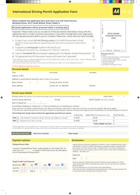 International Driving Permit Application Form