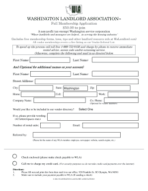 Washington Landlord Association Membership Application