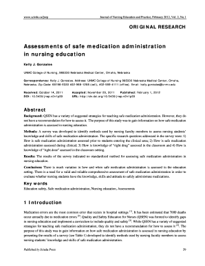Nursing Education Safe Medication Administration Survey