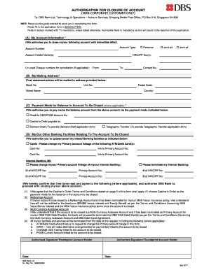 DBS Bank Account Closure Form