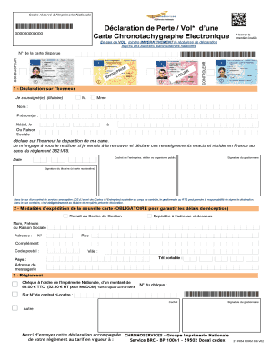 Déclaration de Perte / Vol d’une Carte Chronotachygraphe Electronique