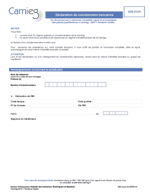 Déclaration de coordonnées bancaires
